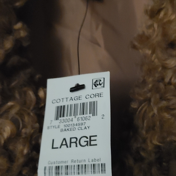 INC International Concepts Sherpa Vest in Baked Clay, Size Large, Soft Material - Picture 3 of 7